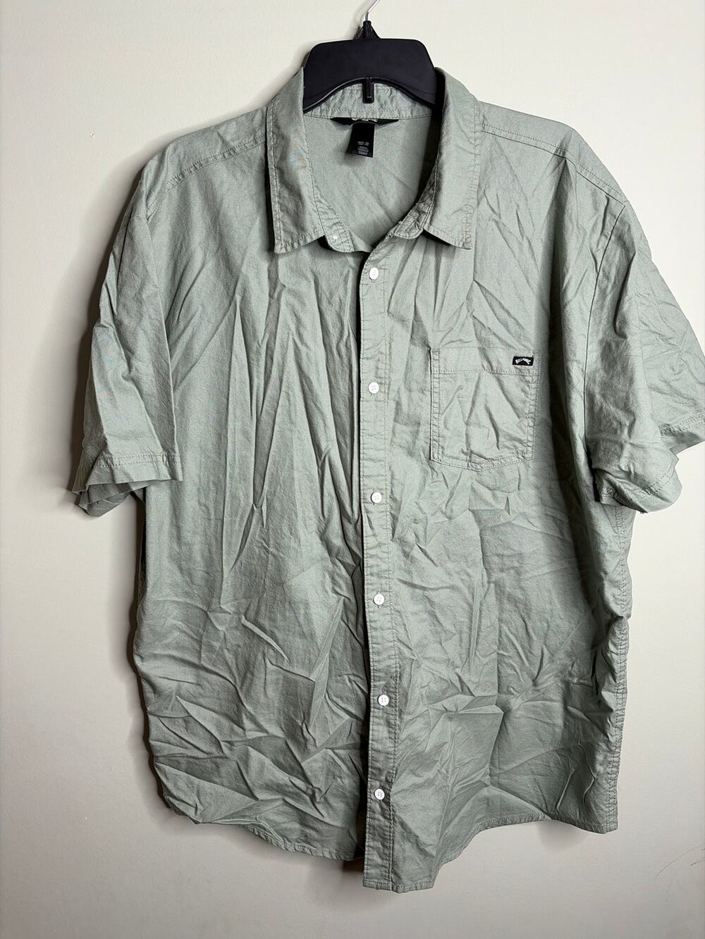 Billabong Men's Green Cotton Short Sleeve Button Up XXL